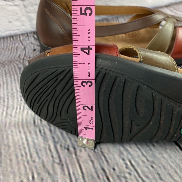 DREXLITE LEATHER CLASSIC Brown Red Green Leather Sandal Flats - Picture 11 of 17